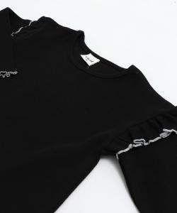 Топ с длинными рукавами и оборками на плечах, в рубчик Chil2, цвет Black