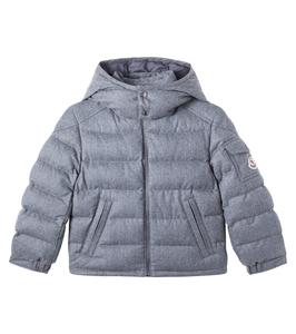 Пуховик из натуральной шерсти Virgin Wool Moncler Enfant, серый