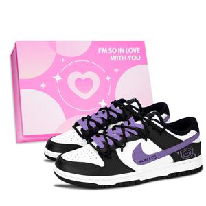 Dunk Black White, модные крутые lion cat устойчивые к истиранию low top скейтборд обувь unisex Nike, фиолетовый