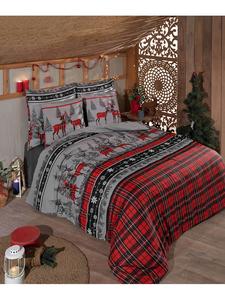 Комплект постельного белья в красно-серых тонах Colourful Cotton, 155x220 см