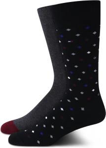 Мужские носки Tommy Hilfiger под повседневную одежду - 2 пары классических хлопковых носков для мужчин, легкие, комфортные, с укрепленной пяткой, Black/Grey Diamonds