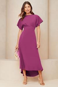 Платье миди с рукавами крылышками под грудью Lipsy, розовый