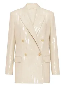 Двубортный блейзер Brunello Cucinelli, бежевый