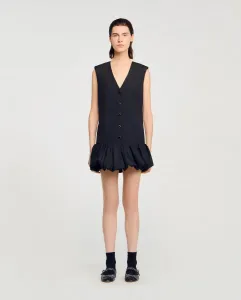 Короткое платье с воланом Sandro, черный