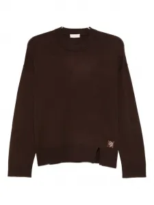 Свитер с логотипом и разрезом по подолу LIU JO, коричневый