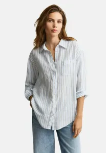 Блузка свободного кроя в полоску на пуговицах Gant, Hydrangea Blue