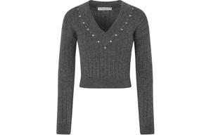 Шерстяной джемпер с кристаллами Alessandra Rich, серый