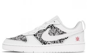 Nike Court Borough нескользкие амортизирующие низкие детские скейтбординг кроссовки black white для подростков