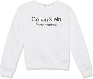 Свитшот Calvin Klein для девочек, пуловер с круглым вырезом и логотипом, без бирки внутри, White Core