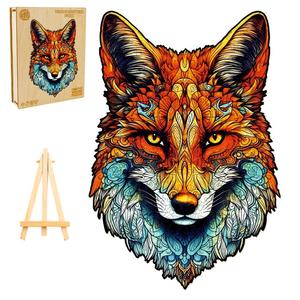 Большой Пазл Деревянная Лиса 300 Деталей Разноцветная Лиса В Деревянной Коробке Pasjo24