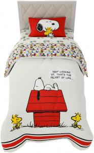Комплект постельного белья Franco Peanuts Classic Pals, супермягкое одеяло и простыни, 4 предмета, размер Twin (официально лицензированный продукт), коллекционный, красный