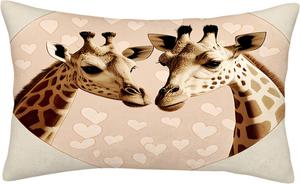 Generic Декоративная подушка с принтом "Два жирафа и сердце" Pink and Brow 6