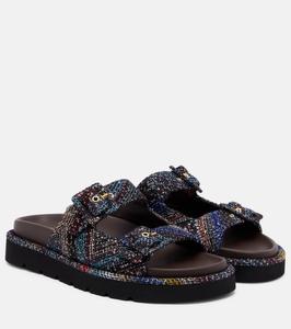 Кожаные сандалии с пайетками зигзаг Missoni, Dark brown/multicolor