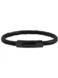 Adeliás Браслет унисекс - кожаный браслет 21 см, черный