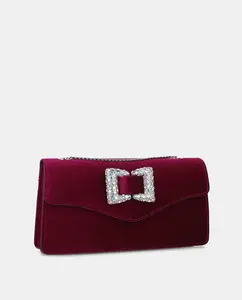 Бархатная сумка с бантом из стразов Menbur, фиолетовый