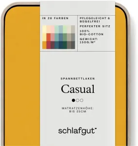 Простыня Schlafgut CASUAL хлопковая 180-200х200 см, цвет yellow deep