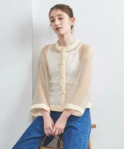 Блузка из органзы с лентой, двусторонняя United Arrows, цвет Beige