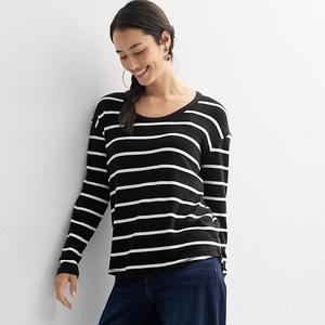 Женская уютная туника-футболка Sonoma Goods For Life, Black Ecru Stripe
