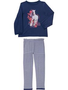 Erwin Müller Детская пижама из трикотажа, однотонная, темно-синего/натурального цвета