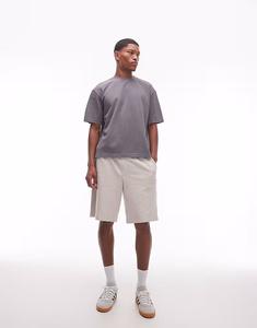 Футболка Topman свободного кроя с вафельной текстурой в стираном угольно-сером цвете