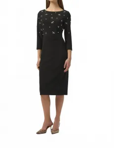 Шелковистое трикотажное платье-футляр с вышивкой, черное Joseph Ribkoff