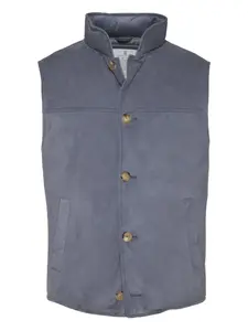 Замшевый жилет на пуговицах Brunello Cucinelli, синий