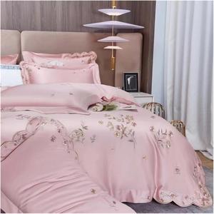 YUSIWOAL Комплект постельного белья с вышивкой цветов принцесса египетский хлопок жемчужно-белый