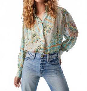 Рубашка с застежкой на пуговицы, зеленая, с присборенным узором Fifteen Twenty, зеленый