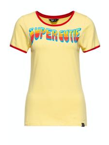 Футболка Queen Kerosin Vintage Ringer, супер-милашка нежно-желтого цвета Queen Kerosin