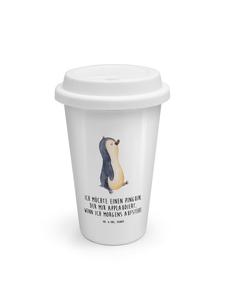 Mr. & Mrs. Panda Термокружка с изображением пингвина, сердечком и надписью белого цвета