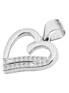 Adeliás Женский кулон - Сердце. Кулон в форме сердца из серебра 925 пробы с кубическим цирконием в серебряной оправе
