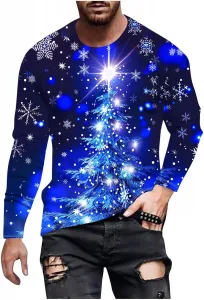 Мужской свитшот с новогодним принтом, оверсайз, с длинным рукавом