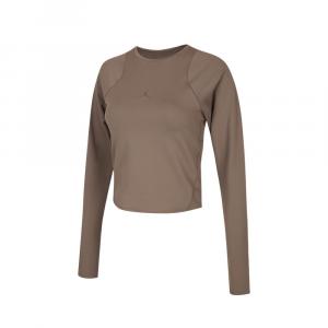 Jordan Женская футболка коричневого цвета с круглым вырезом, средней толщины