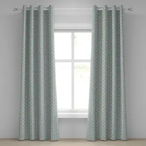 Штора на люверсах ABAKUHAUS Shabby Flora, красочная летняя розовая растительность с листьями невесты, декоративная двухпанельная штора, 280 см x 225 см, бирюзовый светло-розовый Abakuhaus