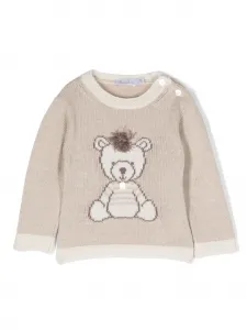 Джемпер вязки интарсия с вышивкой Patachou, нейтральный