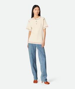 Cotton waffle t-shirt BOTTEGA VENETA, мел