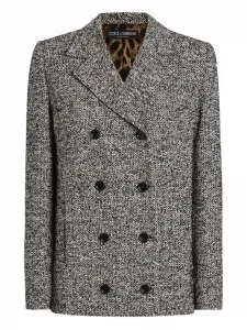 Двубортный твидовый пиджак DOLCE & GABBANA, черный