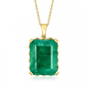 Ожерелье с изумрудом Ross-Simons из 18-каратного золота поверх стерлингового серебра Ross-Simons, 18 In