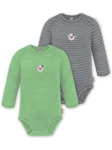 Normani Outdoor Sports Комплект из 2 детских боди с длинными рукавами из мериносовой шерсти, цвет Окленд, зелено-серый