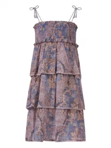 Платье с ярусными оборками Zimmermann Kids, синий