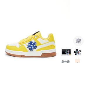 WE FLOWER Кроссовки для скейтбординга унисекс низкие синие с содово-желтым акцентом (с подарком), цвет Soda Yellow (Gift Included)