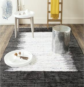 Ковер SAFAVIEH, 275 x 366 см, Montauk Collection - Ivory & Black, ручной работы, полосатый с бахромой, хлопковый, идеален для помещений с высокой проходимостью в гостиной, спальне (MTK711H)