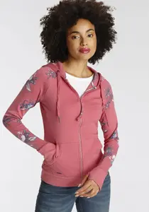Толстовка KangaROOS с капюшоном и цветочным принтом в гавайском стиле, малиновый
