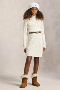 Детское хлопковое платье Polo Ralph Lauren, бежевый