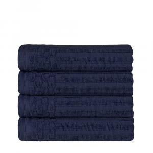 Набор ультравпитывающих хлопковых полотенец для рук SUPERIOR из 4 предметов Soho в рубчик с текстурой, цвет Navy Blue