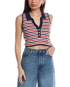 Майка-поло из льняной смеси Onia в рубчик, белый