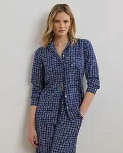 Женская рубашка с принтом и длинным рукавом Lauren Ralph Lauren, синий