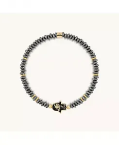 Интуитивный страж - гематитовый браслет с хамсой и глазом Гора Karma And Luck, black/gold