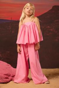 Детская хлопковая блузка Pinko, розовый