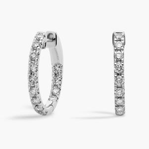 Круглые серьги-кольца Eternity French Pavé из 14-каратного белого золота (1 карат, два камня) Blue Nile